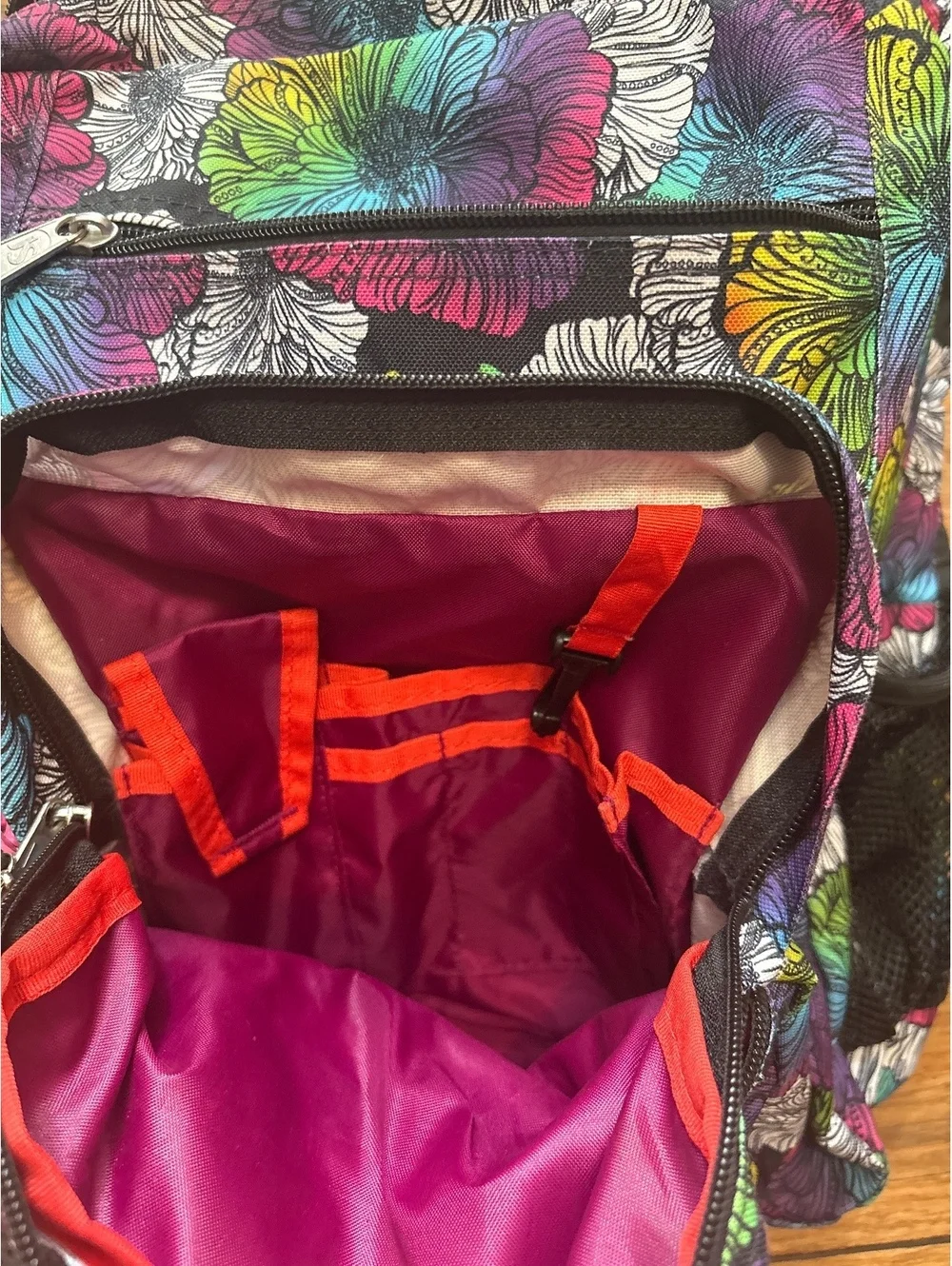 JanSport Floral Pattern Backpack with Multiple Compartments